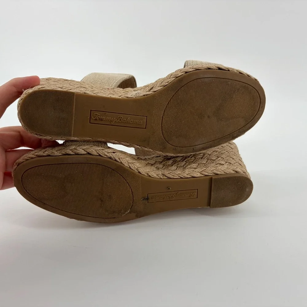 Tommy Bahama‎ Sakura Espadrille Wedge Beige Womens 8.5 M Jute Sandals